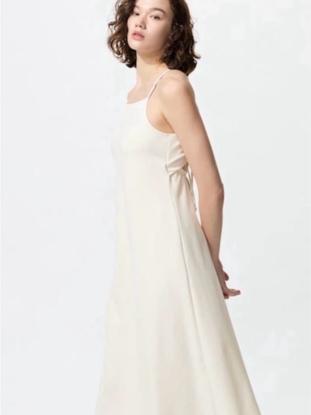 Uniqlo Cream Slip Midi Dress